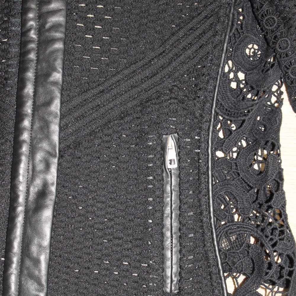 Iro Lewis Black Leather and Lace Crochet Jacket - Picture 12 of 15